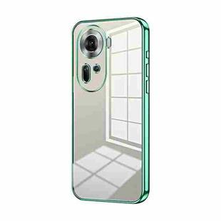 For OPPO Reno11 Global Transparent Plating Fine Hole Phone Case(Green)