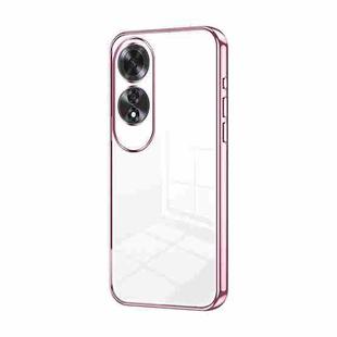 For OPPO A60 Transparent Plating Fine Hole Phone Case(Pink)