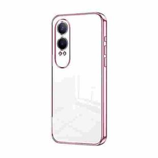 For OPPO K12x Transparent Plating Fine Hole Phone Case(Pink)