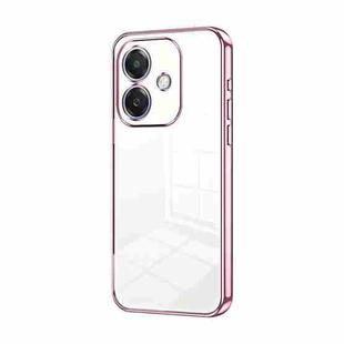 For OPPO A3x Global Transparent Plating Fine Hole Phone Case(Pink)