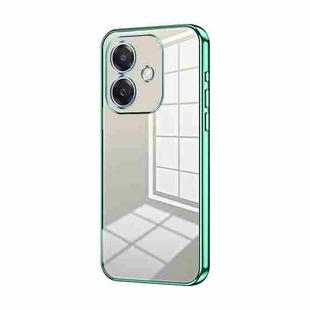 For OPPO A3x Global Transparent Plating Fine Hole Phone Case(Green)