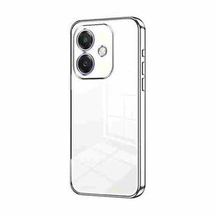 For OPPO A3x Global Transparent Plating Fine Hole Phone Case(Silver)