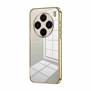 For vivo X100 Transparent Plating Fine Hole Phone Case(Gold)