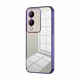 For vivo Y17s Transparent Plating Fine Hole Phone Case(Purple)