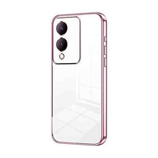 For vivo Y17s Transparent Plating Fine Hole Phone Case(Pink)