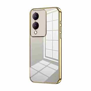 For vivo Y17s Transparent Plating Fine Hole Phone Case(Gold)