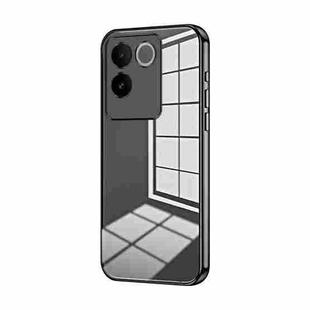 For vivo S17e / iQOO Z7 Pro Transparent Plating Fine Hole Phone Case(Black)
