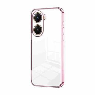For vivo V29e Transparent Plating Fine Hole Phone Case(Pink)