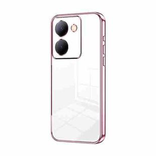 For vivo Y78 China / Y36 / Y36 5G Transparent Plating Fine Hole Phone Case(Pink)