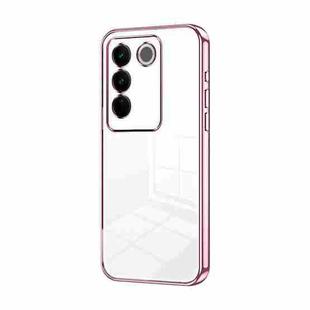 For vivo S16 Pro / S16 / V27 / V27 Pro Transparent Plating Fine Hole Phone Case(Pink)