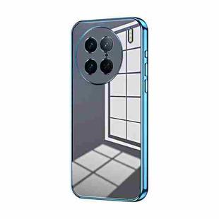 For vivo X90 Pro Transparent Plating Fine Hole Phone Case(Blue)