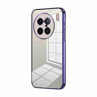 For vivo X90 Pro+ Transparent Plating Fine Hole Phone Case(Purple)