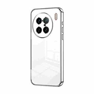 For vivo X90 Pro+ Transparent Plating Fine Hole Phone Case(Silver)