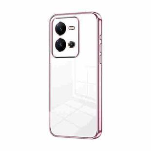 For vivo V25 / V25e Transparent Plating Fine Hole Phone Case(Pink)