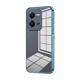 For vivo V25 / V25e Transparent Plating Fine Hole Phone Case(Blue)