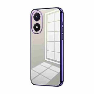 For vivo Y02s Transparent Plating Fine Hole Phone Case(Purple)