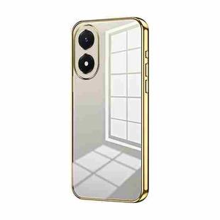 For vivo Y02s Transparent Plating Fine Hole Phone Case(Gold)