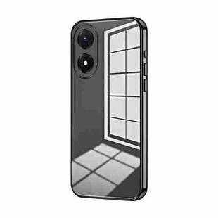 For vivo Y02s Transparent Plating Fine Hole Phone Case(Black)