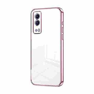 For vivo Y53s 5G / T1x 5G  / iQOO Z5x Transparent Plating Fine Hole Phone Case(Pink)