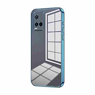 For vivo Y21 / Y33s / Y21s / T1x India Transparent Plating Fine Hole Phone Case(Blue)