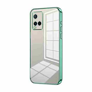 For vivo Y21 / Y33s / Y21s / T1x India Transparent Plating Fine Hole Phone Case(Green)