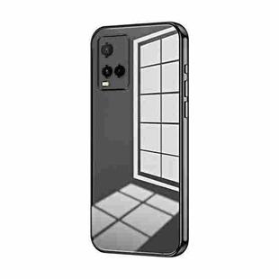 For vivo Y21 / Y33s / Y21s / T1x India Transparent Plating Fine Hole Phone Case(Black)