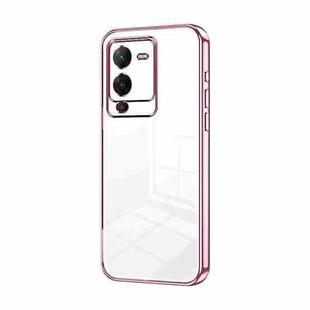 For vivo S15 Transparent Plating Fine Hole Phone Case(Pink)