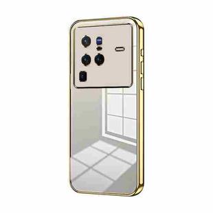 For vivo X80 Pro Transparent Plating Fine Hole Phone Case(Gold)