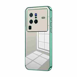 For vivo X80 Pro Transparent Plating Fine Hole Phone Case(Green)