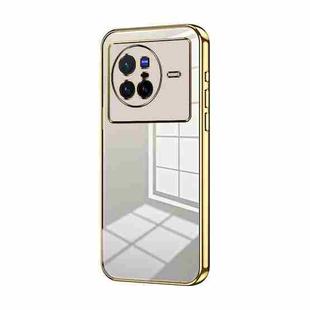 For vivo X80 Transparent Plating Fine Hole Phone Case(Gold)