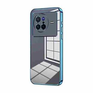 For vivo X80 Transparent Plating Fine Hole Phone Case(Blue)