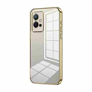 For vivo T1 5G Transparent Plating Fine Hole Phone Case(Gold)