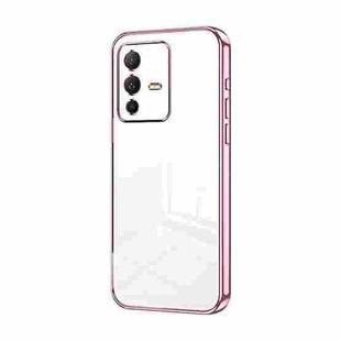 For vivo S12 Pro / V23 Pro Transparent Plating Fine Hole Phone Case(Pink)