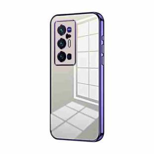 For vivo X70 Pro+ Transparent Plating Fine Hole Phone Case(Purple)