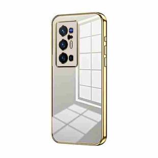 For vivo X70 Pro+ Transparent Plating Fine Hole Phone Case(Gold)