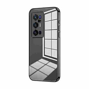 For vivo X70 Pro+ Transparent Plating Fine Hole Phone Case(Black)