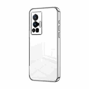 For vivo X70 Pro Transparent Plating Fine Hole Phone Case(Silver)