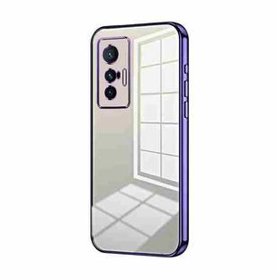 For vivo X70 Transparent Plating Fine Hole Phone Case(Purple)