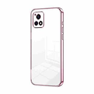 For vivo Y52s 5G / Y52s T1/ iQOO U3 Transparent Plating Fine Hole Phone Case(Pink)