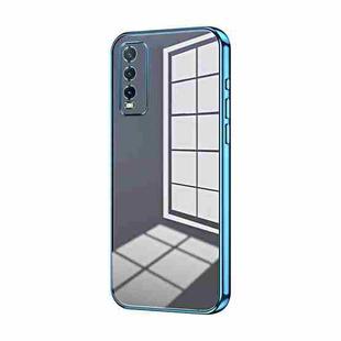For vivo Y20 / Y20i / Y20s / iQOO U1x Transparent Plating Fine Hole Phone Case(Blue)