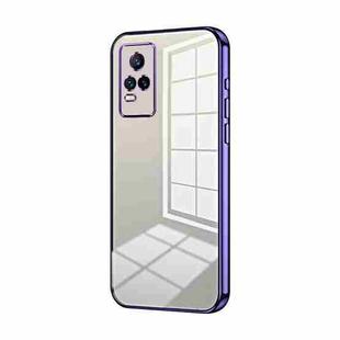 For vivo V21e / Y73 Transparent Plating Fine Hole Phone Case(Purple)
