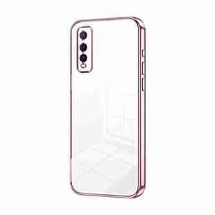 For vivo Y70s / iQOO U1 / Y51s / Y70t Transparent Plating Fine Hole Phone Case(Pink)