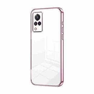 For vivo S9 Transparent Plating Fine Hole Phone Case(Pink)