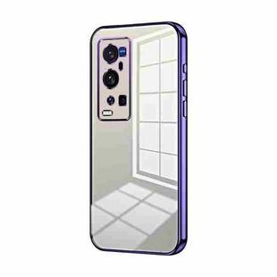 For vivo X60 Pro+ Transparent Plating Fine Hole Phone Case(Purple)