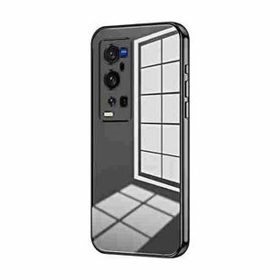 For vivo X60 Pro+ Transparent Plating Fine Hole Phone Case(Black)