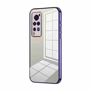 For vivo X60 Pro Transparent Plating Fine Hole Phone Case(Purple)