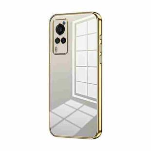 For vivo X60 Transparent Plating Fine Hole Phone Case(Gold)