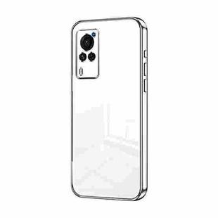 For vivo X60 Curved Screen Transparent Plating Fine Hole Phone Case(Silver)