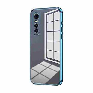 For vivo S7e / Y73s Transparent Plating Fine Hole Phone Case(Blue)