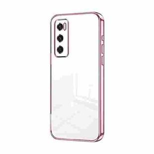 For vivo V20 SE / Y70 Transparent Plating Fine Hole Phone Case(Pink)